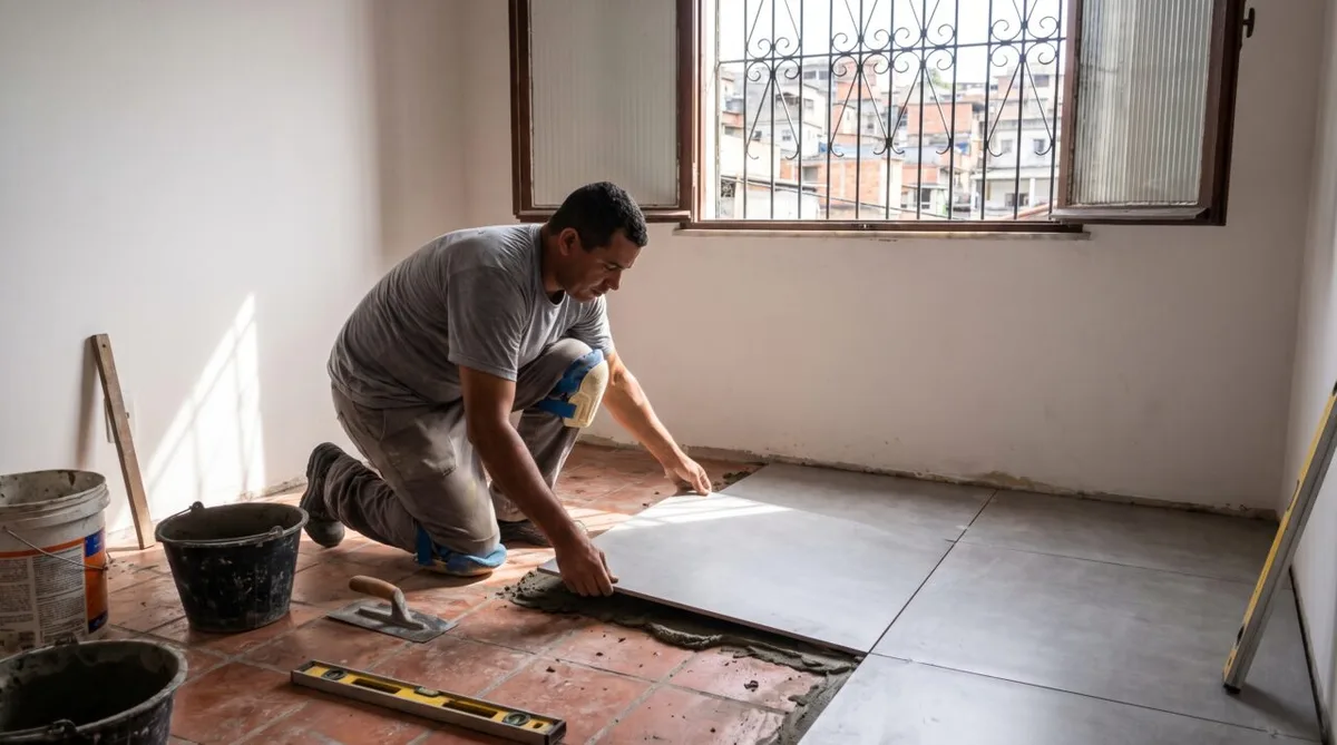 Sobreposição de porcelanato no piso antigo custa até R$ 9.000 em 2026