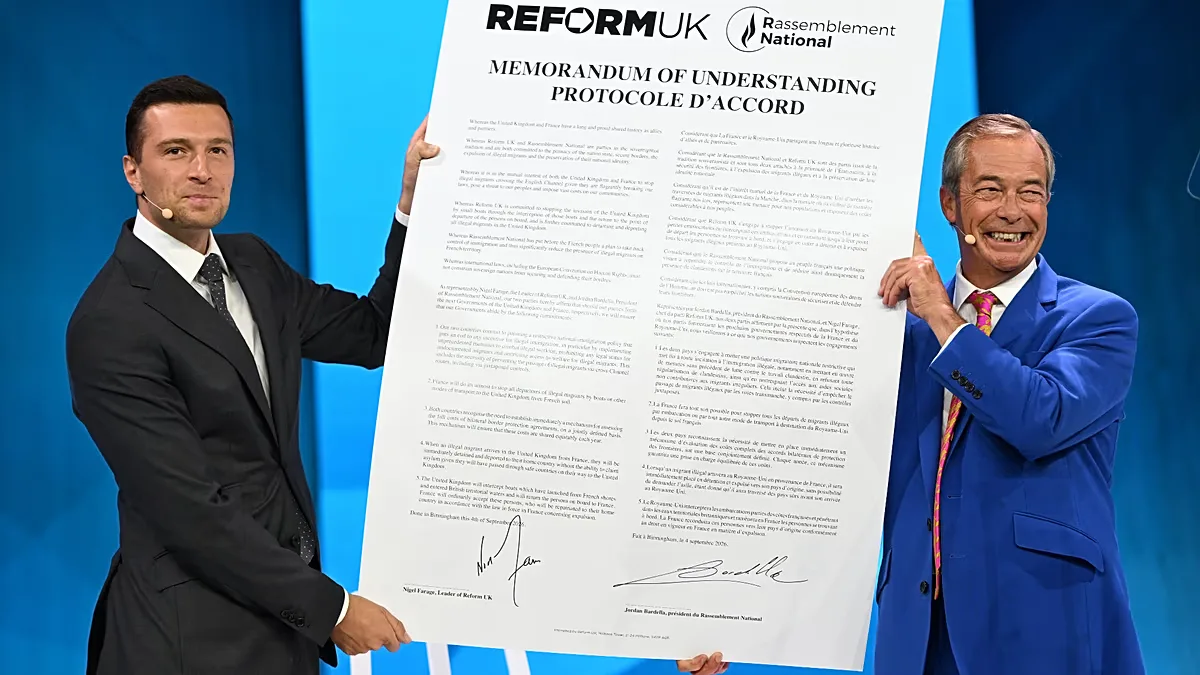Acordo entre Reform UK e Rassemblement National prevê devolução de migrantes