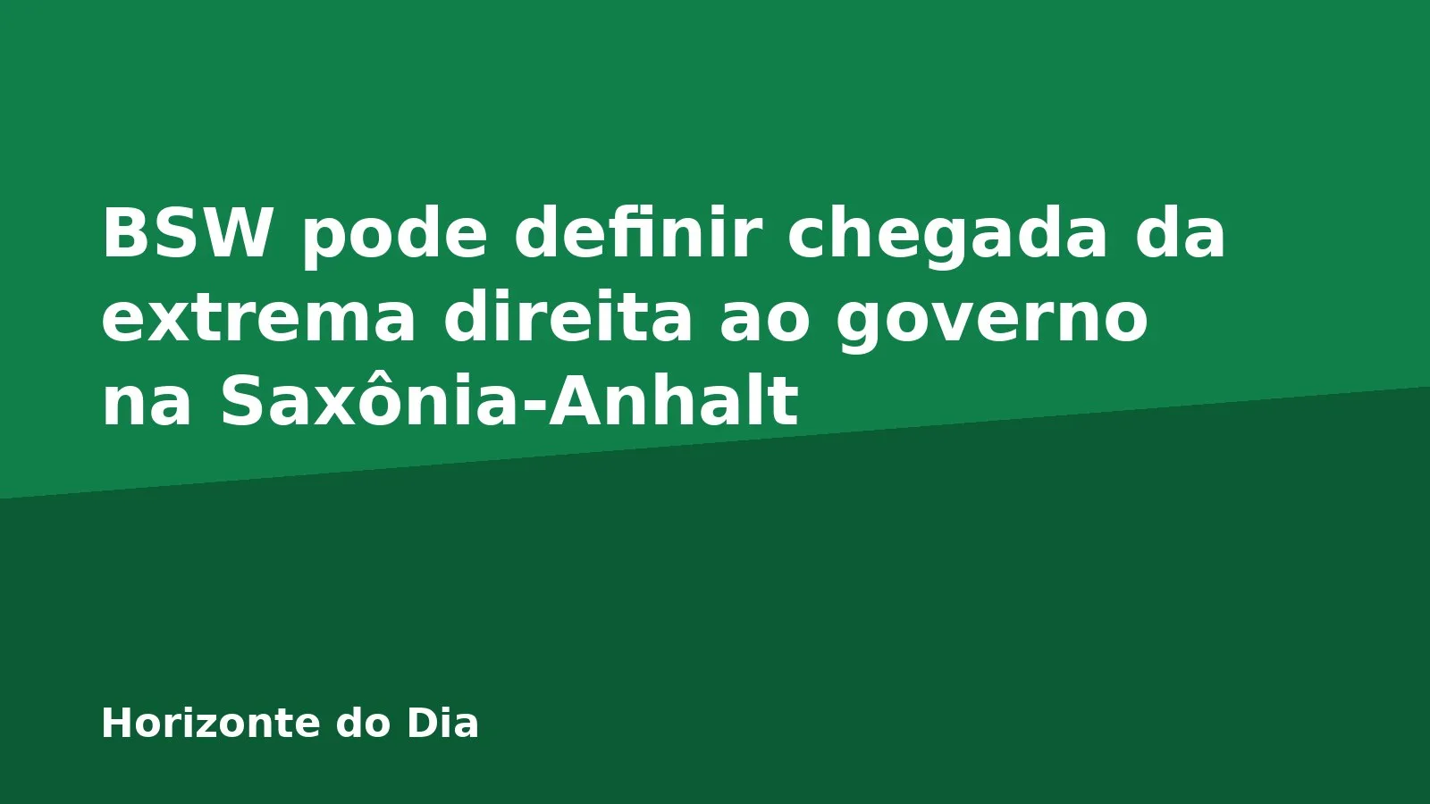BSW pode definir chegada da extrema direita ao governo na Saxônia-Anhalt
